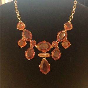 C Wonder Red Orange Stone Statement Necklace